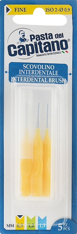 PRZECENA! Zestaw szczoteczek międzyzębowych, żółty - Pasta Del Capitano Interdental Brush Fine 0.9 mm * — Zdjęcie N1