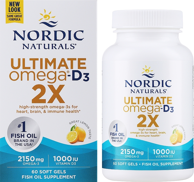 PRZECENA! Suplement diety Omega 2x + Witamina D3 o smaku cytrynowym, 2150 mg - Nordic Naturals Omega 2X With Vitamin D3 * — Zdjęcie N2