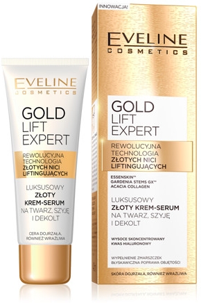 Luksusowy złoty krem-serum na twarz, szyję i dekolt - Eveline Cosmetics Gold Lift Expert — фото N1