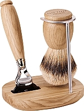 Kup Zestaw do golenia - Acca Kappa Shaving Set In Varnished Oak Wood And Chrome Plated Metal (razor/1pc + brush/1pc + stand/1pc)