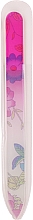 Szklany pilnik do paznokci z kwiatowym nadrukiem, malinowy - Tools For Beauty Glass Nail File With Flower Printed — Zdjęcie N1