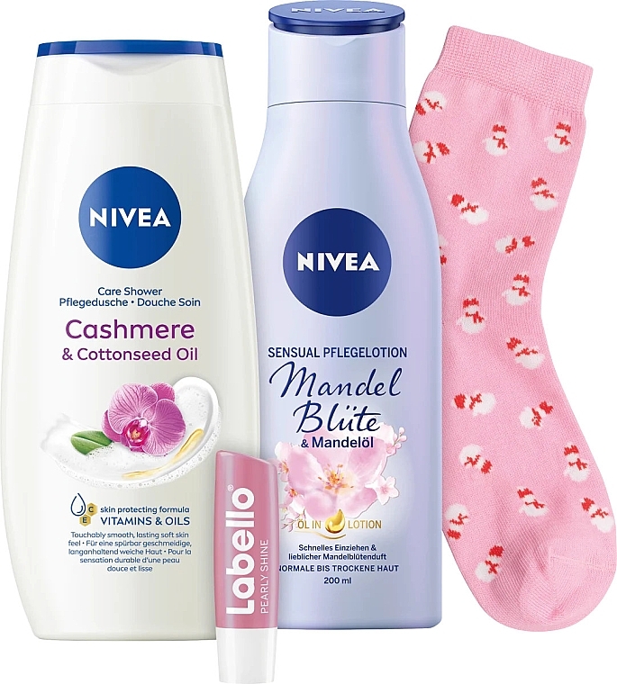 Zestaw - NIVEA Girl's Stuff (sh/gel/250ml + b/lotion/200ml + lip/balm/5,5ml + socks) — Zdjęcie N3