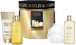 Zestaw - Baylis & Harding Sweet Mandarin & Grapefruit Luxury Drum Gift Set (b/lot/200ml + sh/cr/300ml + bath/bubble/300ml + sh/sponge) — Zdjęcie N1