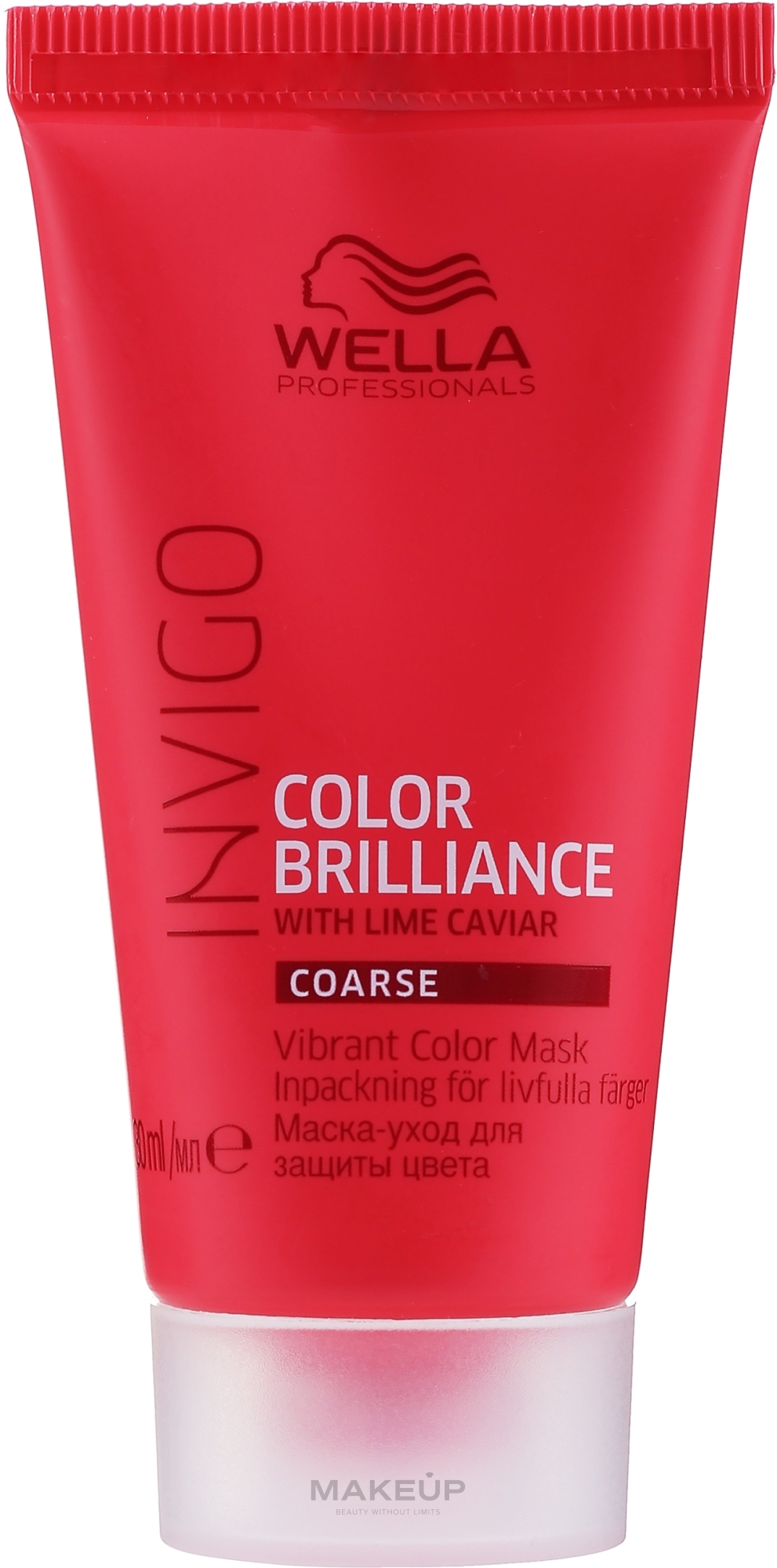 Maska wzmacniająca kolor włosów farbowanych - Wella Professionals Invigo Color Brilliance Vibrant Color Mask Coarse — Zdjęcie 30 ml