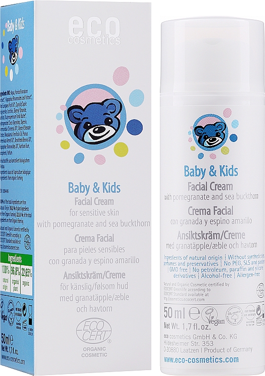 Krem do twarzy dla dzieci i niemowląt do skóry wrażliwej - Eco Cosmetics Baby & Kids — Zdjęcie N2
