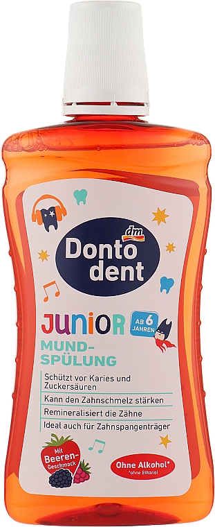 Płyn do płukania jamy ustnej dla dzieci Smak jagodowy - Dontodent Junior — Zdjęcie N1