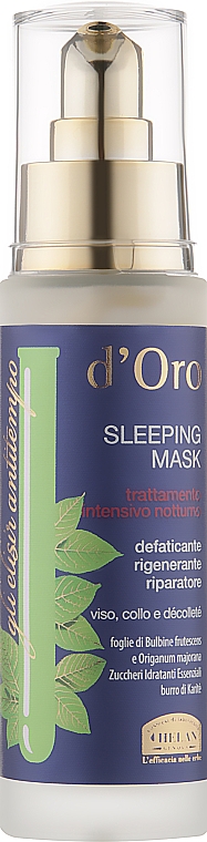 Intensywnie regenerująca maska do twarzy na noc - Helan D'oro Sleeping Mask — Zdjęcie N1