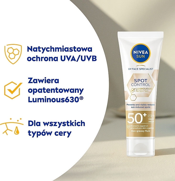 Krem do twarzy SPF 50+ - NIVEA SUN Dark Spot Control LUMINOUS 630® — Zdjęcie N3