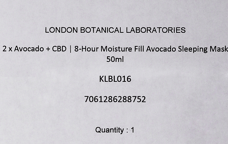 Zestaw - London Botanical Laboratories Avocado+CBD 8-Hour Moisture Fill Avocado Sleeping Mask (mask/50ml + mask/50ml) — Zdjęcie N3