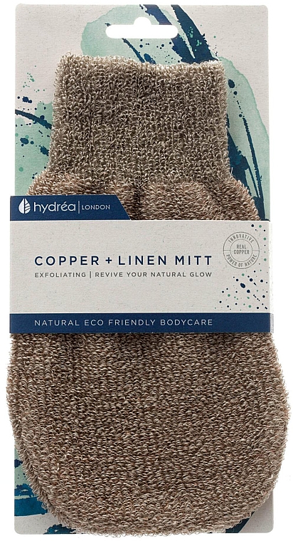 Lniane rękawice spa - Hydrea London Linen Exfoliating Mitt with Copper — Zdjęcie N2