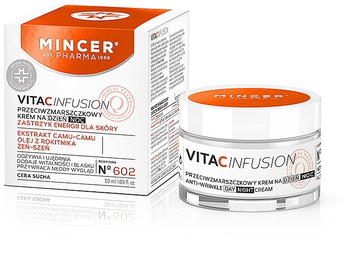 Przeciwzmarszczkowy krem do twarzy na dzień i na noc - Mincer Pharma Vita C Infusion N°602