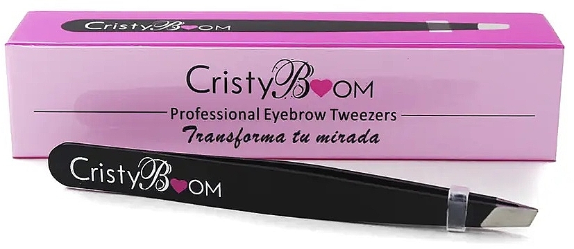 Pęseta do brwi, czarna - Cristyboom Cosmetics Professional Eyebrow Tweezers Black — Zdjęcie N1