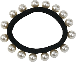Gumka do włosów z perełkami, czarna - Lolita Accessories — Zdjęcie N1
