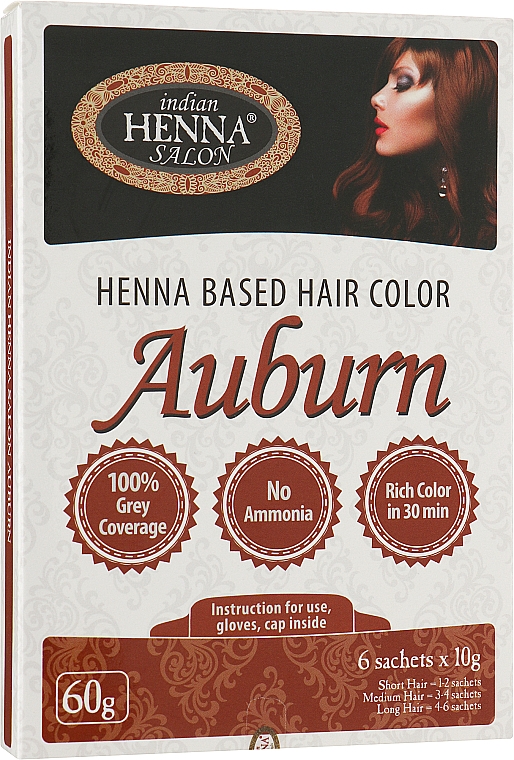 Farba do włosów Złoty Kasztan - Indian Henna Salon Based Hair Colour Auburn — Zdjęcie N1