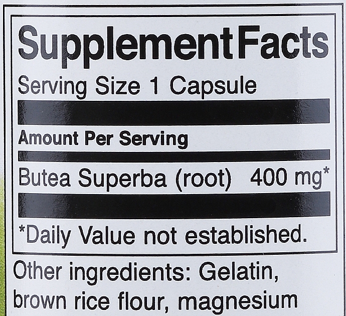 Suplement diety Butea Superba Root, 400 mg	 - Swanson Full Spectrum Butea Superba Root — Zdjęcie N3