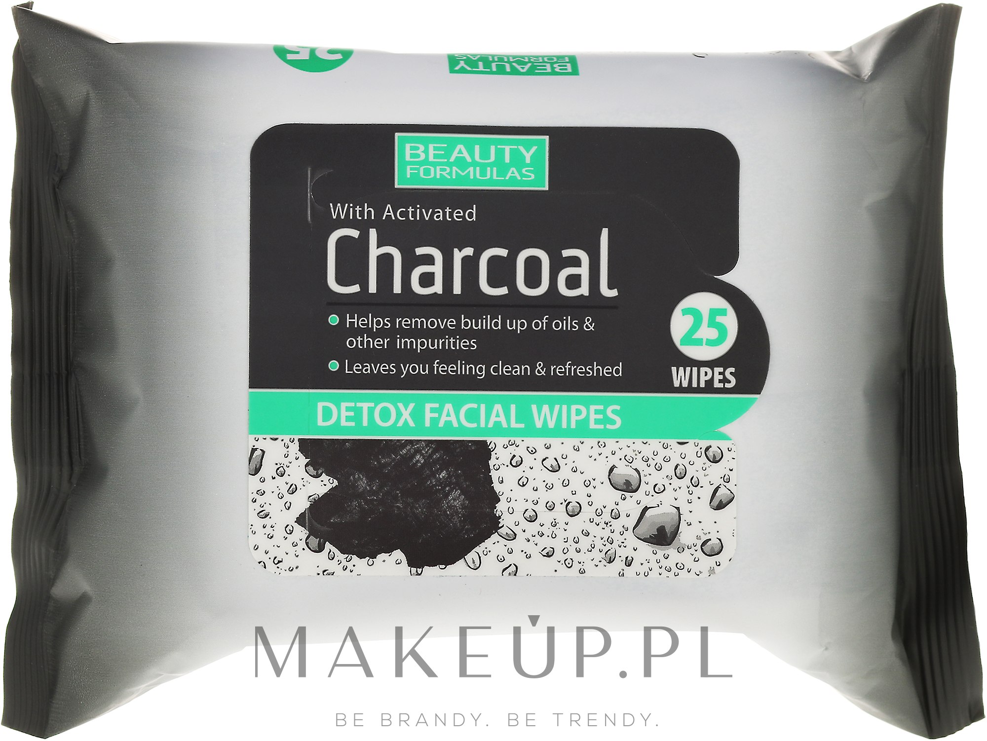Detoksykujące chusteczki do twarzy z węglem aktywnym - Beauty Formulas Charcoal Detox Facical Wipes — Zdjęcie 25 szt.