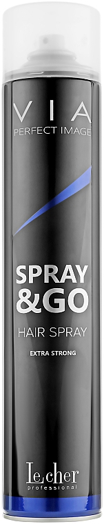 Bardzo mocny lakier do włosów - Lecher Professional Via Perfect Image Spray & Go Strong Hairspray — Zdjęcie N1