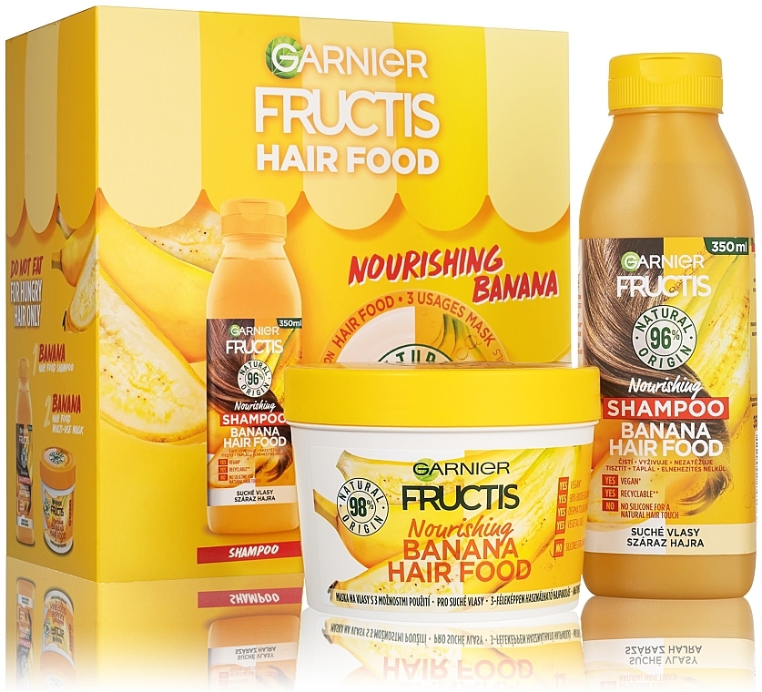 Zestaw - Garnier Fructis Hair Food Banana (h/shampoo/350ml + h/mask/390ml) — Zdjęcie N1