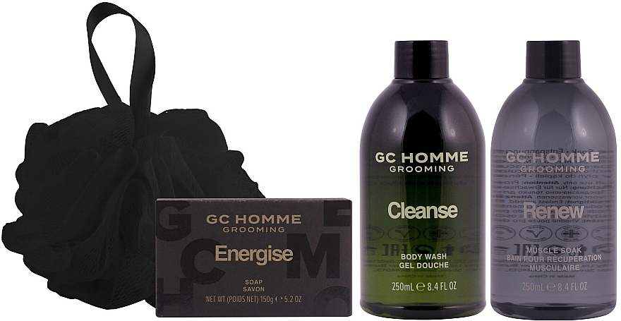 Zestaw - Grace Cole GC Homme Grooming Full Body Cleanse (b/wash/250ml + sponge/1pc + soap/150g + muscle/soak/250ml)  — Zdjęcie N3