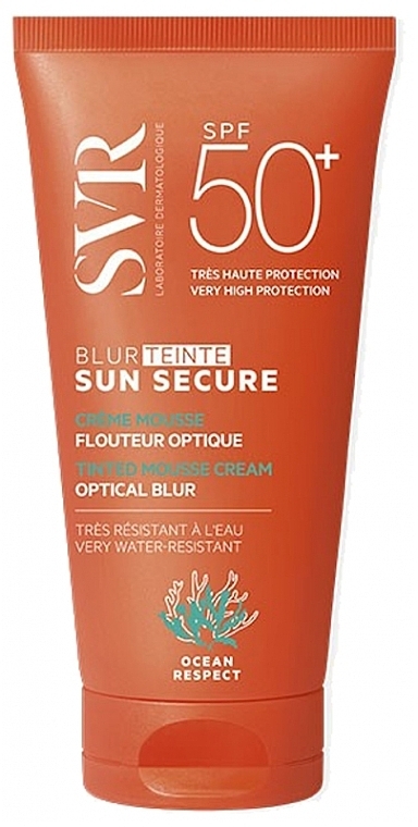 Kremowy mus do opalania z filtrem przeciwsłonecznym - SVR Sun Secure Blur Tinted Mousse Cream SPF50+ — Zdjęcie N1