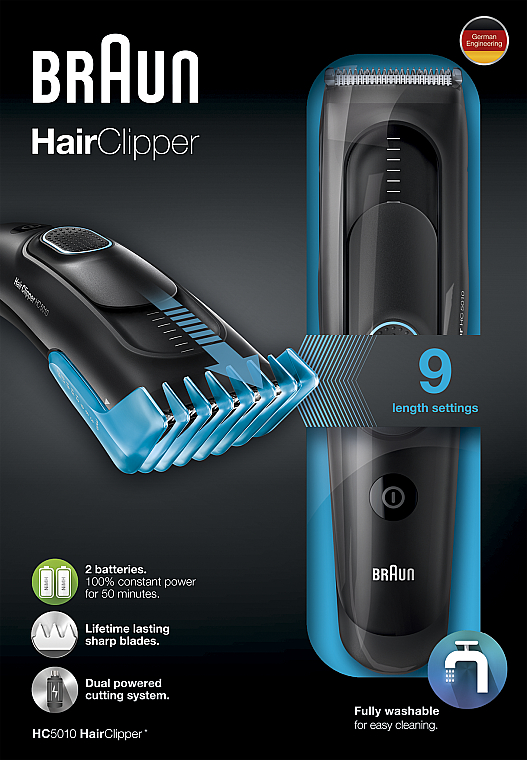Maszynka do strzyżenia włosów, czarna - Braun HairClipper HC5010 Black — Zdjęcie N4