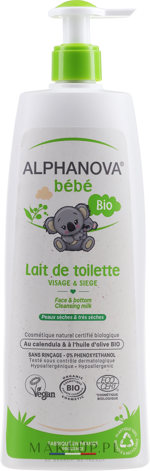 Organiczne mleczko z oliwką do mycia dla niemowląt - Alphanova Bébé — Zdjęcie 500 ml