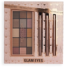 Kup Zestaw - Makeup Revolution Glam Eyes Makeup Gift Set (sh palette/16.5g + brush/3pcs)
