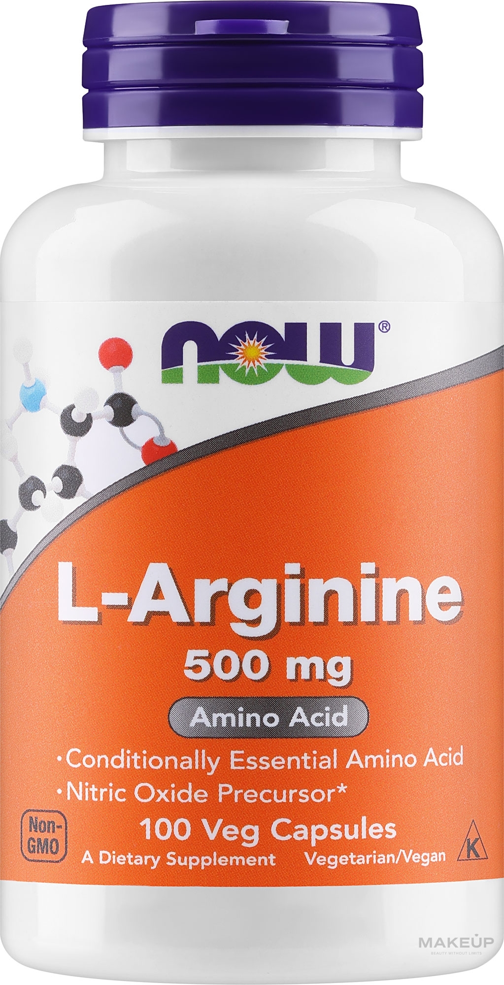 L-arginina w kapsułkach - Now Foods L-Arginine Veg Capsules — Zdjęcie 100 szt.