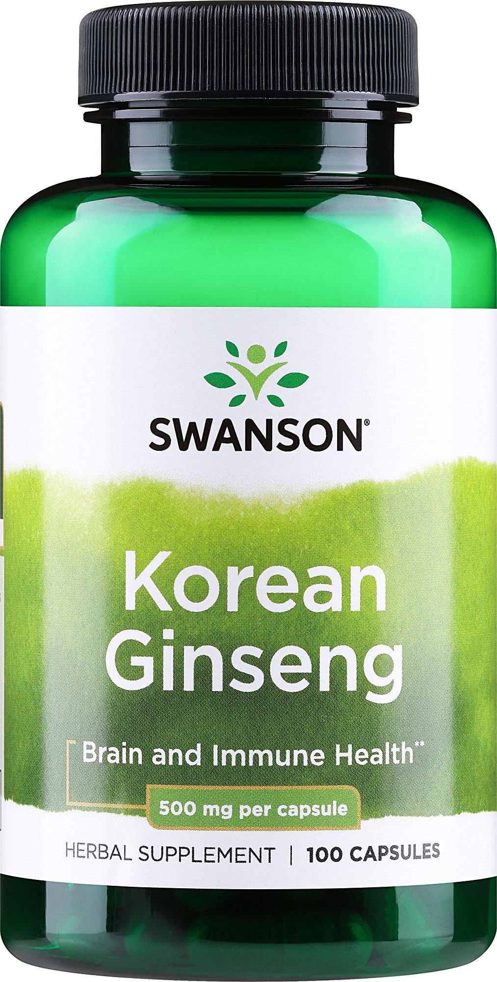 Suplement diety Żeń-szeń koreański, 500 mg - Swanson Korean Ginseng 500 mg — Zdjęcie 100 szt.