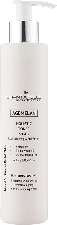 Tonik oczyszczający, rozjaśniający i odmładzający - Chantarelle Agemelan Holistic Toner pH 4.5 — Zdjęcie N1