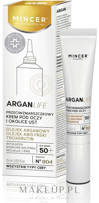 Przeciwzmarszczkowy krem do okolic oczu i ust - Mincer Pharma ArganLife Anti-Wrinkle Eye & Lip Cream — Zdjęcie 15 ml