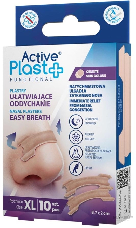 Plastry ułatwiające oddychanie - Ntrade Active Plast Functional Easy Breath Xl Nasal Plasters — Zdjęcie 10 szt.