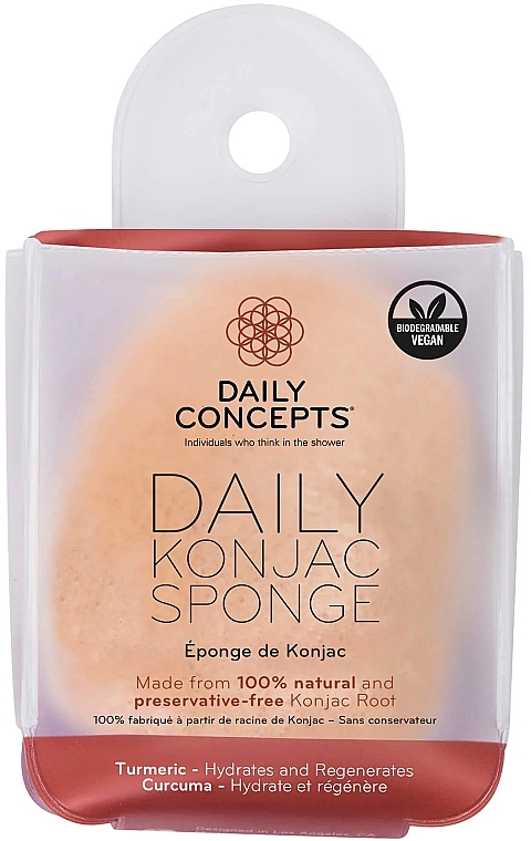 Gąbka konjac do twarzy z kurkumą - Daily Concepts Daily Konjac Sponge Turmeric — Zdjęcie N1