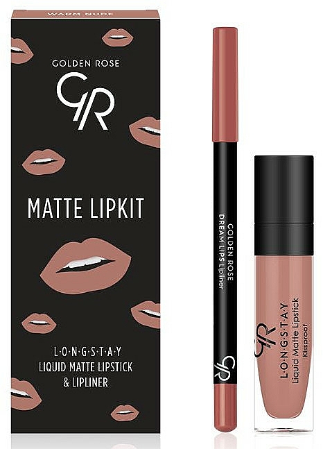 Zestaw do ust - Golden Rose Matte LipKit Warm Nude (lipstick/5.5 ml + lipliner/1.6g) — Zdjęcie N1