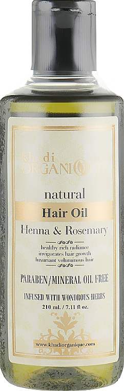 Naturalny ajurwedyjski olejek do włosów Henna i Rozmaryn - Khadi Organique Henna Rosemary Hair Oil Without Mineral Oil — Zdjęcie N1
