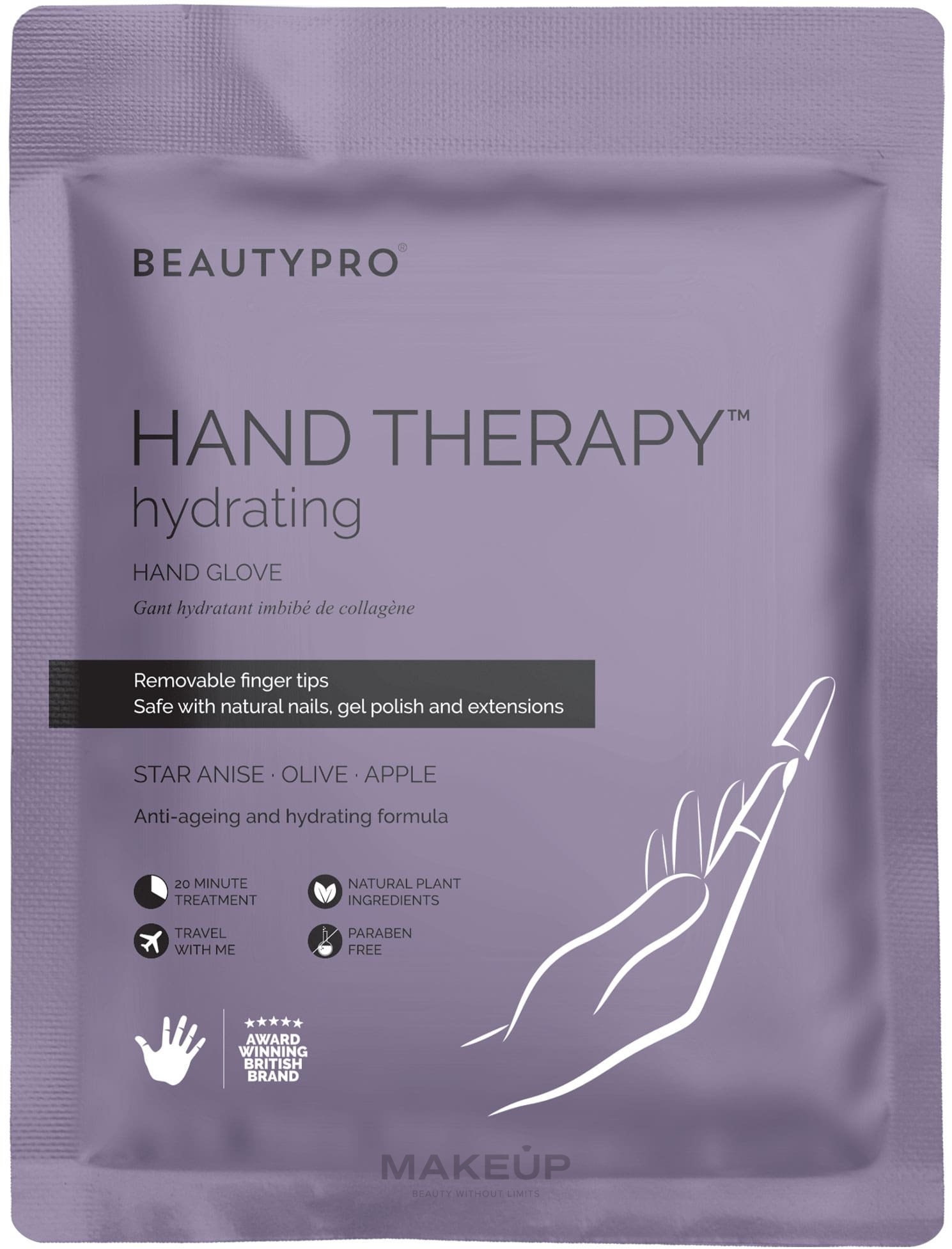 Maseczka w rękawiczkach do dłoni - BeautyPro Hand Therapy Collagen Infused Glove — Zdjęcie 17 g