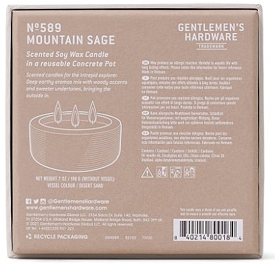 Świeca zapachowa, 3 knoty - Gentleme's Hardware Soy Wax Candle 589 Mountain Sage — Zdjęcie N4