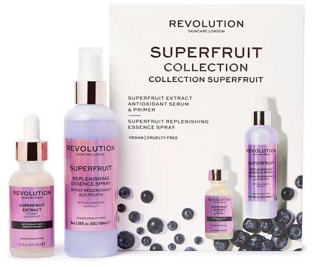 Zestaw intensywnie nawilżający do pielęgnacji twarzy - Revolution Skincare Superfruit Serum&Spritz Set (spray/100ml + serum/30ml) — Zdjęcie N1