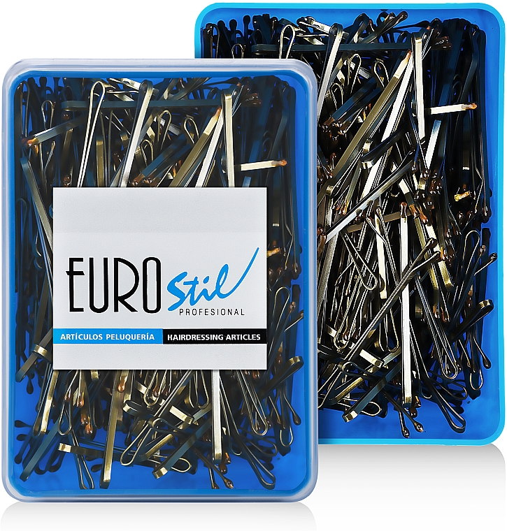 Spinki do włosów 50 mm, 300 szt., 01604, brązowe - Eurostil — Zdjęcie N1
