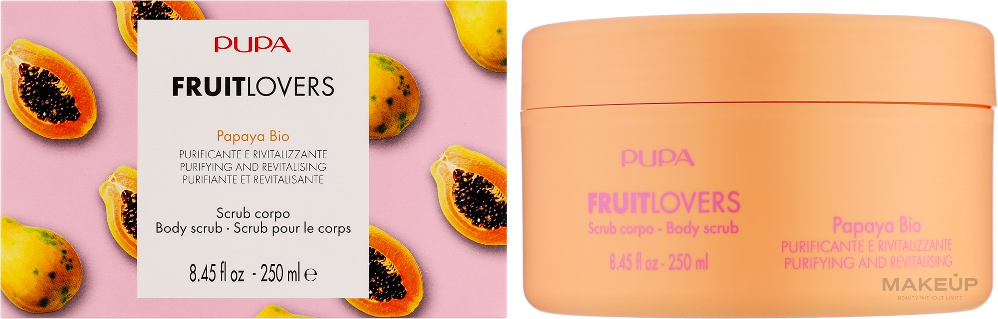 Oczyszczająco-rewitalizujący scrub do ciała Bio Papaja - Pupa Fruit Lovers Papaya Bio Body Scrub — Zdjęcie 250 ml