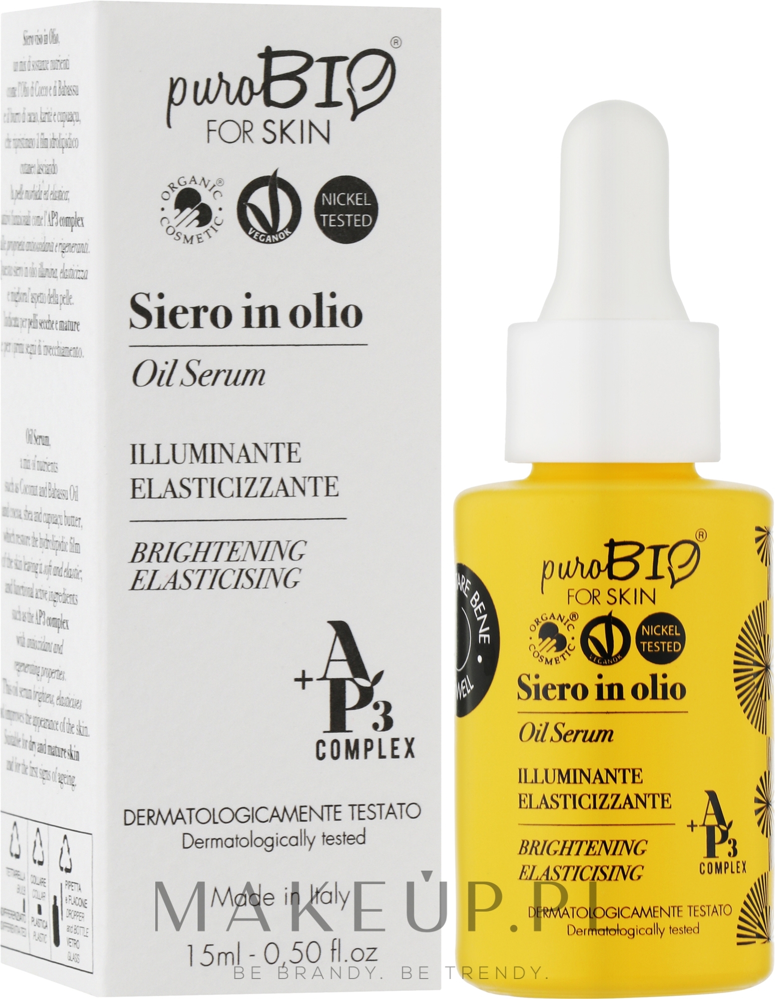 Rozświetlające serum nadające skórze elastyczność - PuroBio Cosmetics Oil Serum — Zdjęcie 15 ml