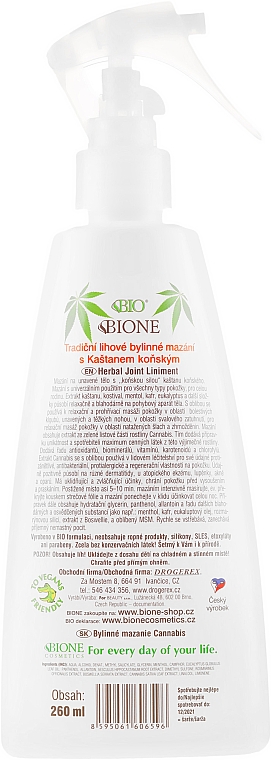 Spray do stóp z olejem konopnym - Bione Cosmetics Cannabis Herbal Salve With Horse Chestnut — Zdjęcie N2