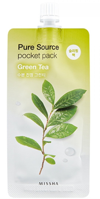Oczyszczająco-łagodząca maseczka na noc z ekstraktem z zielonej herbaty - Missha Pure Source Pocket Pack Green Tea — фото N1