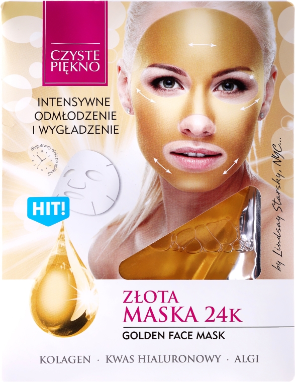 Złota maska 24k na tkanine do twarzy Intensywne odmłodzenie i wygładzenie - Czyste Piękno — Zdjęcie N1