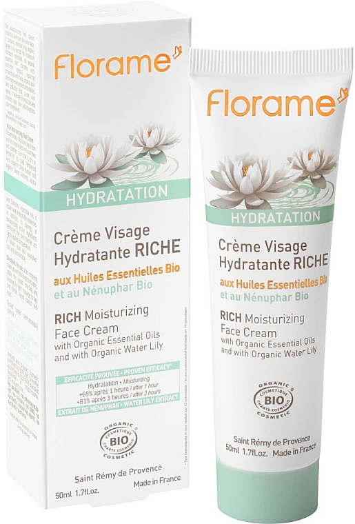 Nawilżający krem ​​do skóry suchej i wrażliwej - Florame Hydratation Rich Moisturizing Face Cream — Zdjęcie N1