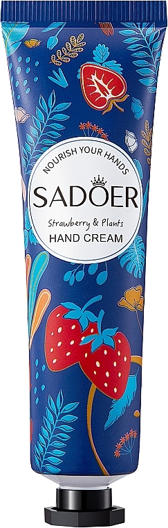 Krem do rąk z ekstraktem roślinnym i truskawkami - Sadoer Strawberry & Plants Hand Cream — Zdjęcie N1