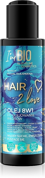 Olej 8 w 1 do olejowania włosów - Eveline Cosmetics Hair 2 Love — Zdjęcie N1