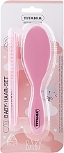 Zestaw grzebieni dla dzieci, kolor różowy, bez wzoru - Titania (hairbrush/comb) — Zdjęcie N1
