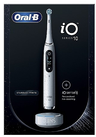 	Elektryczna szczoteczka do zębów, biała z kropkami - Oral-B iO Series 10 Stardust White — Zdjęcie N2