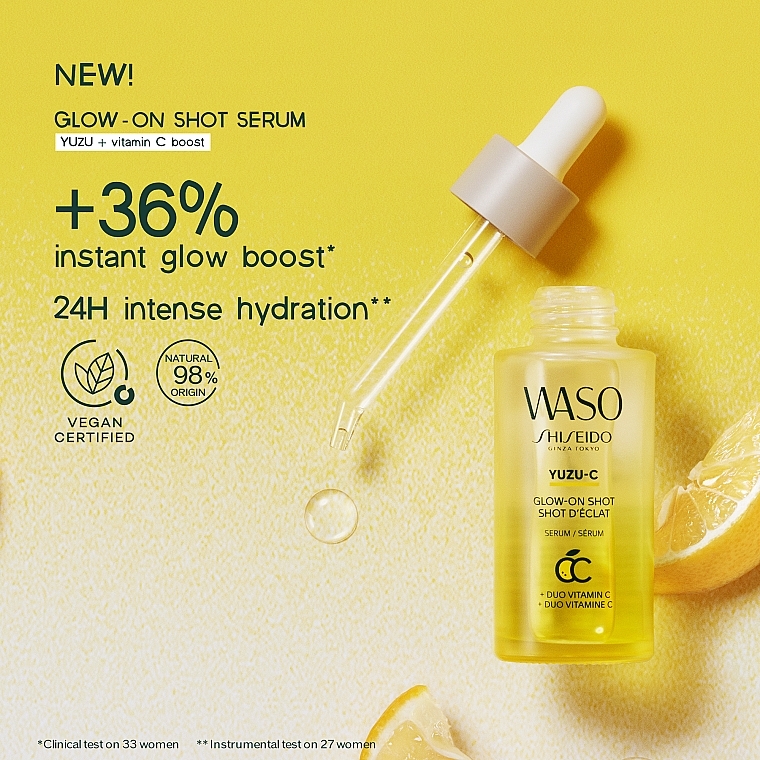 Dwufazowe serum do twarzy - Shiseido Waso Yuzu-C Glow-On Shot  — Zdjęcie N4